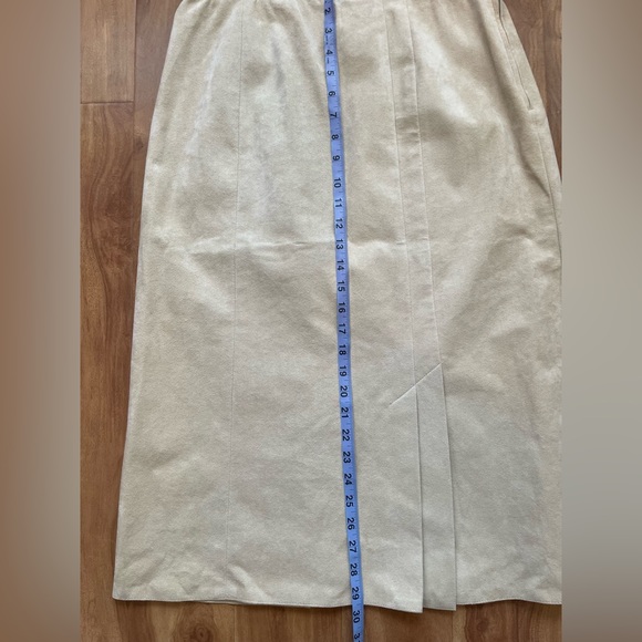 Vintage Union Label Beige Ultra Suede High Waisted Midi Skirt - Picture 8 of 13